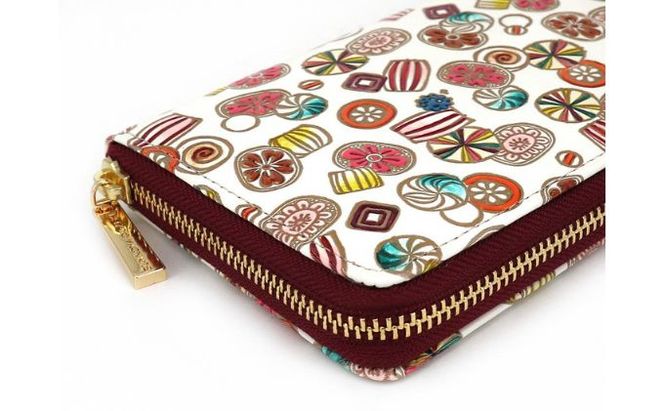 【文庫屋大関】 大容量　ぐるっとファスナーの長財布　飴【皮革工芸品】 ファッション小物 民芸品 