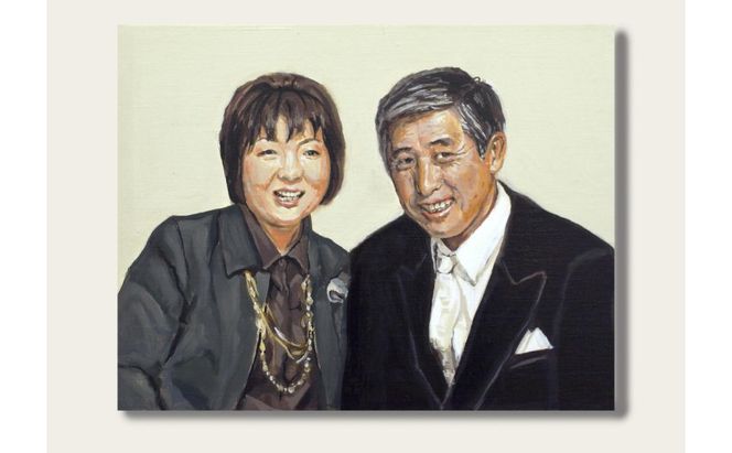 ご遺影を高級感のある油絵で細密に描きます（41×32cm・背景あり）