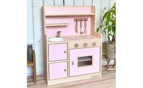 手作り木製玩具／ままごとキッチンデラックスタイプ（ピンク）