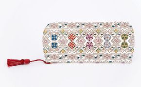 【文庫屋大関】メガネケース　花菱【皮革工芸品】 ファッション小物 民芸品 