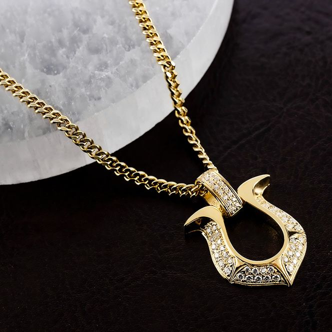 18金 ペンダントトップ メンズ 馬蹄 ネックレス ダイヤモンド 0.53ct ゴールド 18k ネックレス 大きめ 蹄鉄 バテイ ホースシュー イエローゴールドK18 190911100ym-ｇ SWAA363