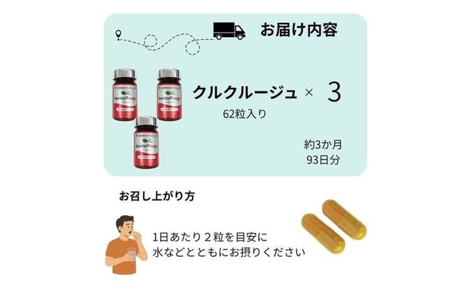高吸収型クルクミン　クルクルージュ62粒入り3本