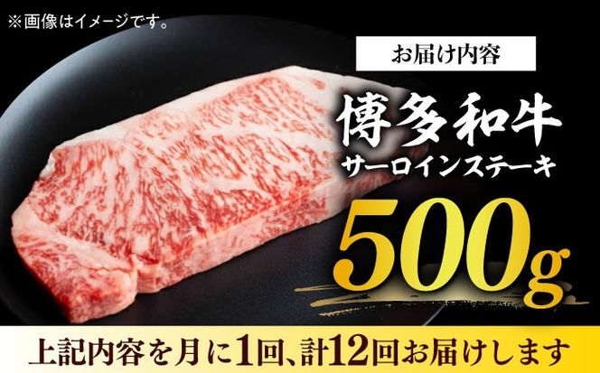 【全12回定期便】【溢れる肉汁と濃厚な旨味】博多和牛サーロインステーキセット 500g(250g×2枚)《築上町》【株式会社MEAT PLUS】[ABBP032]