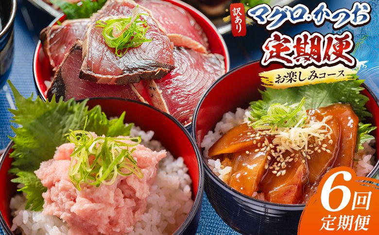 海鮮 定期便 6回 マグロ かつお お楽しみ定期便 - 訳あり マグロ 鮪 カツオ 鰹 漬けマグロ たたき ネギトロ 配送回数 定期便 小分け 海鮮 魚介 冷凍食品 加工品 海鮮丼 刺身 株式会社大熊 高知県 香南市 冷凍 Wda-0052