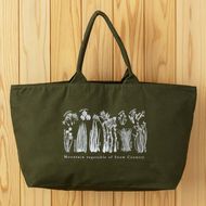 ［着る山菜］山菜図鑑トラベルトート オリーブグリーン ファッション かばん トートバッグ 手提げ キャンバス ファスナー付き 大きめ 大容量 