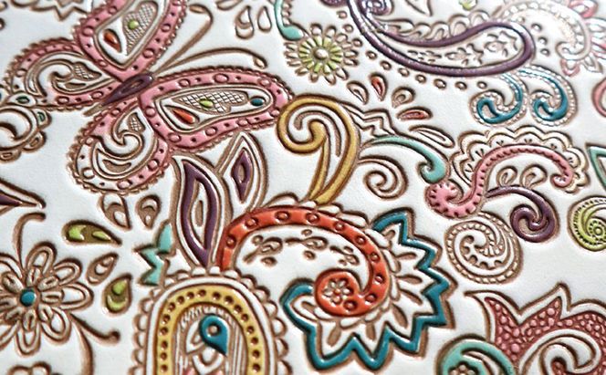 【文庫屋大関】マカロンポーチ ペイズリー【皮革工芸品】 ポーチ ミニポーチ 小物入れ アクセサリー入れ イヤホン入れ 収納 保管ケース 手のひらサイズ  本革 革 皮革 工芸品 工芸 雑貨 ギフト プレゼント 日本製 東京