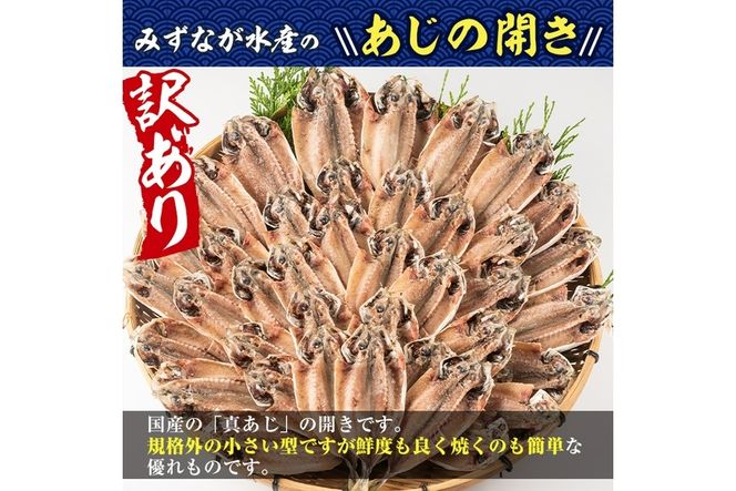 ＜訳あり＞国産あじ開き(40枚・計2kg以上)干物 鯵 セット 魚 魚介類 簡単 調理 冷凍【E-19】【水永水産】