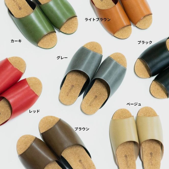 【3足セット】Made in Japanの高品質　ルームシューズの理想形。天然素材、静音性、高反発クッションで足にやさしい、 コルクでむれにくい、来客時も皮革とシンプルカラーのデザインで、さりげないセンスを！ 「バークオブケイ」コルクルームシューズ（Ｌ・26.5cm・レッド）-[A946-21]