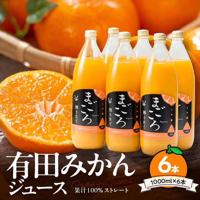 「まごころ」有田みかん 100％ ジュース 1000ml 6本 セット_ZE6179n