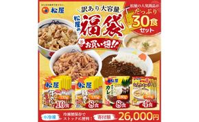 訳あり 松屋厳選！人気4種贅沢食べ比べセット（計30食・大容量）