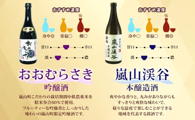 嵐山町 肉汁うどん 2箱 吟醸酒おおむらさき 本醸造嵐山渓谷 720ml 1本 お酒 日本酒 乾麺 フルーティー 嵐山町限定 爽快なキレ 辛口 地酒 旨み コク 日本酒 飲み比べ お酒 食事会 小麦 うどん 肉汁うどん 農林61号 幻の小麦 関根国太郎商店