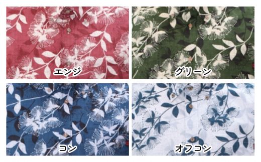 紳士用かりゆしウェア サガリバナ柄Lサイズ×エンジ