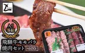 AB-50-R7 A5飛騨牛　モモバラ焼肉セット計600ｇ