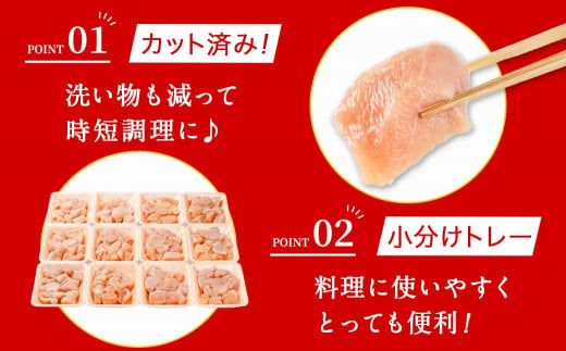 ≪皮なし≫宮崎県産若鶏むね肉一口大にカット済!小分け3.6kgセット_12-I601_(都城市) 宮崎県産若鶏 皮なし むね肉 カット 300g 12パック 3.6kg