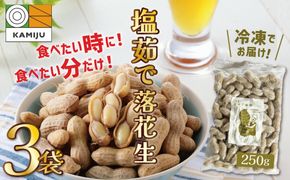 【解凍するだけ！】冷凍 塩ゆで落花生 750g(250ｇ×3袋)　ピーナッツ 地豆 冷凍食品 ラッカセイ おつまみ おやつ ソウルフード ビールにあう H105-190