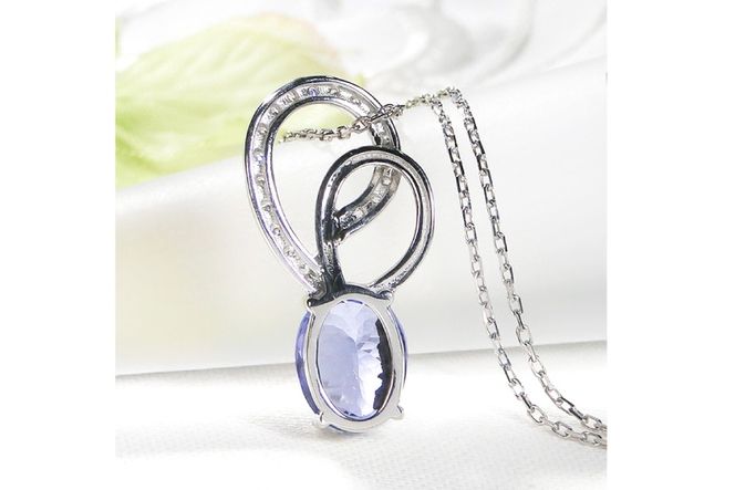 ペンダント ネックレス PT900 プラチナ 0.18ct ダイヤモンド タンザナイト 大粒 オーバル 誕生石 華やか ハート 大ぶり ダイヤ ジュエリー 【f274-ta-pt】 [オーダーメイドジュエリーメイ 山梨県 韮崎市 20745060]
