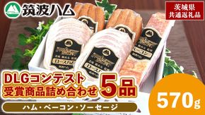 筑波ハム DLGコンテスト受賞商品 詰め合わせ ロースハムスライス ベーコン ウィンナー 合計570g ( 茨城県共通返礼品 ) 詰合せ 詰め合わせ 肉 豚 ウィンナー 熟成 贅沢 [FA006us]