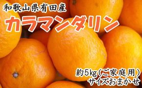 【ご家庭用】和歌山県有田産カラマンダリン約5kg（サイズおまかせ）※2024年4月上旬～5月中旬頃に順次発送予定（お届け日指定不可） / くだもの フルーツ 果物 みかん カラマンダリン 高級 大容量【tec937】