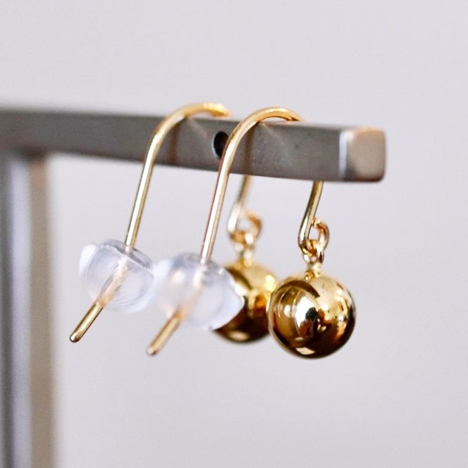 K18(18金) イエローゴールド 地金 ボール ピアス フックタイプ シンプル 保証書付 KO-0068 242-029-a