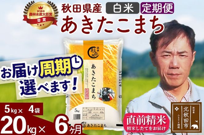 ※令和7年産※《定期便6ヶ月》秋田県産 あきたこまち 20kg【白米】(5kg小分け袋) 2025年産 お届け周期調整可能 隔月に調整OK お米 みそらファーム [みそらファーム 秋田 お米 あきたこまち 米どころ 東北 北秋田市 秋田県産 冷めてもおいしい おにぎり おむすび お弁当 白米]|msrf-12206