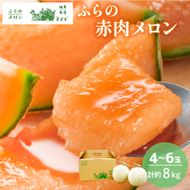 【2026年6月～発送】ふらの 赤肉メロン 4～6玉入 計約8kg (相馬農園) メロン フルーツ 果物