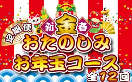 【定期便・全12回】新春おたのしみ お年玉コース 金（牛肉 豚肉 鶏肉 フルーツ スイーツ 2026 定期便 先行予約 宮崎 小林市）