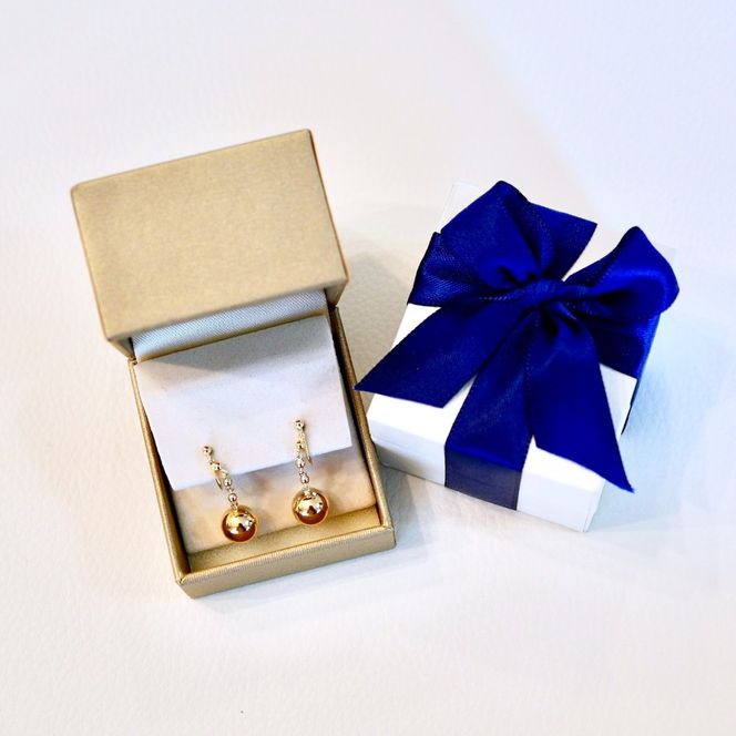 K18(18金) イエローゴールド ボール チェーン イヤリング 地金 中空(直径8mm) 保証書付 M1059ER 242-045