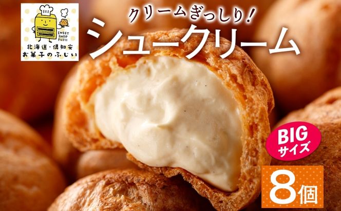 北海道 シュークリーム 2個入り×4袋 計8個 個包装 カスタード クリーム 洋菓子 生菓子 スイーツ デザート おやつ 冷凍 ふじいのシュー お菓子のふじい ニセコ 送料無料 北海道 倶知安町 アイス ホット 自然解凍 大きめ 食べ応え 