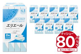 エリエールティシューソフトパック 160W8P×10パック ソフトパック ティッシュ ティッシュペーパー 箱なし【0101-003】