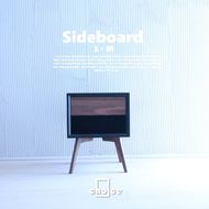 木製 サイドボード キャビネット ナイトテーブル (天然木 ウォールナット) ブラック BOX：S/LEG：M/1段