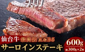 【Aランク＆B 5ランク】仙台牛ステーキ 600g（約300g×2枚）～圧巻のボリュームと至高の肉汁～【特産品 宮城県産  仙台牛 国産牛 サーロイン  ステーキ 霜降り  厳選 ごちそう 記念日 ギフト お歳暮 お中元 定番 安心安全 品質保証 リピート ランキング】 041009_JE004