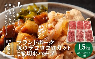 特選木城産 豚ウデコロコロカット・こま切れハーフ各250ｇ×3 K56_0017