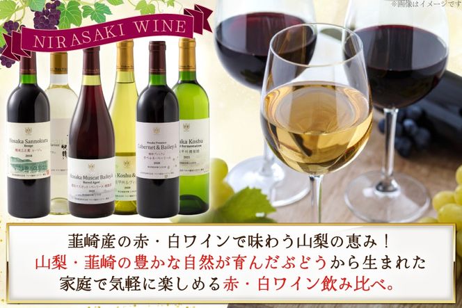 ワイン 韮崎産 赤白ワイン 飲み比べ 6本セット 750ml×6本 [株式会社まあめいく 山梨県 韮崎市 20745327] ワイン Wine わいん 赤ワイン 白ワイン 飲み比べセット お酒 酒 山梨ワイン セット