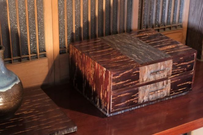 角館樺細工《樺細工 八柳》 二段 引出 貼分 角館工芸協同組合|02_kdk-0f0601