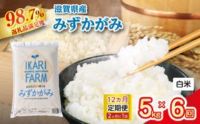 【新米】令和8年産みずかがみ　白米定期便　12か月で5kgを6回お届け（2か月に1回）【C035W2】（滋賀県　近江八幡市）