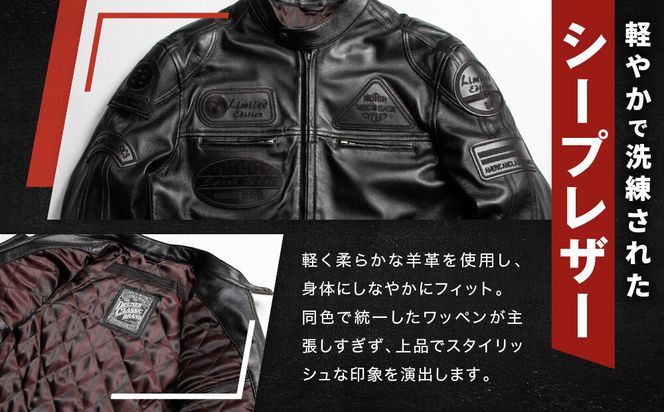 【デグナー】シープレザージャケット[13WJ-1C] XLWサイズ｜京都 バイクギア 人気ブランド ジャケット バイク［ ブラック ヴィンテージデザイン ワッペン 羊革 シープレザー プロテクター 安全性 柔らかい フィット感 疲れにくい ツーリング シック ライダー バイカー おしゃれ かっこいい 人気 おすすめ 送料無料 ふるさと納税 ］ 261009_A-JR189VC05