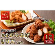時短おかず 揚げるだけ 大分からあげ 醤油にんにく味・とり天セット (計1kg・各500g) 国産 鶏むね肉 鶏もも肉 肉 からあげ 唐揚げ とり天 名物 セット ご当地グルメ 食べ比べ 冷凍 惣菜 お弁当 小分け 簡単 時短 大分県 佐伯市【DH292】【ネクサ】