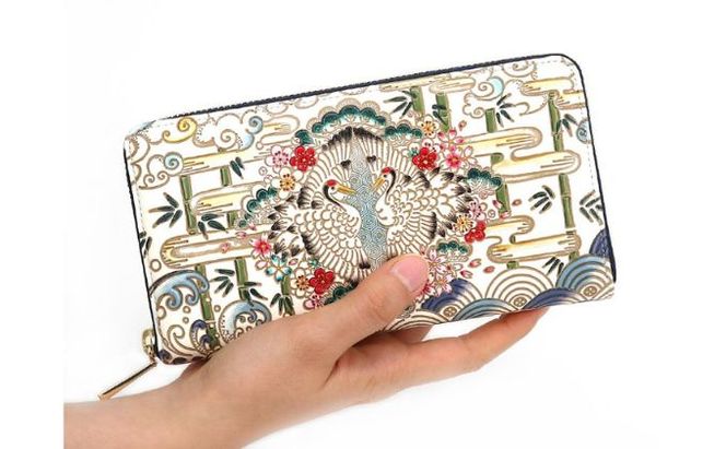 長財布 大容量 ぐるっとファスナーの長財布 むかい鶴 文庫屋大関 通帳が入る 財布 レディース ラウンドファスナー レザー 本革 革 文庫革 レディース財布 お財布 通帳 通帳入れ 通帳ケース 日本製 和風 東京