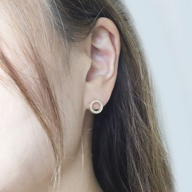 K18　0.20ct　サークルダイヤモンドピアス　BQ-162