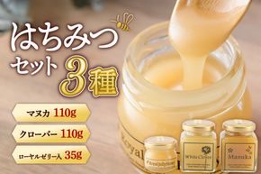 はちみつセット（マヌカ／クローバー110g×各1個、ローヤルゼリー入り35g×1個） 詰め合わせ [はちみつ ハチミツ 蜂蜜 マヌカ クローバー]|02_pri-240301