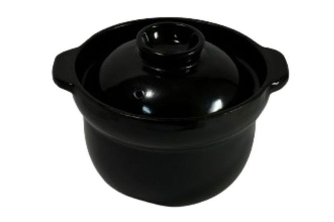 【萬古焼（ばんこやき）】2合厚釜土鍋　黒 内山製陶所 【土鍋 2合 セラミック 直火用 電子レンジ対応 お手入れ簡単 食洗器対応 三重県 三重 四日市市 四日市 四日市市ふるさと納税 四日市ふるさと納税】