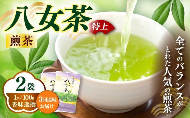 【全3回定期便】八女茶(特上)煎茶 100g×2袋《築上町》【株式会社木村食品(千代海苔株式会社)】お茶 茶 緑茶 ギフト[ABEI041]