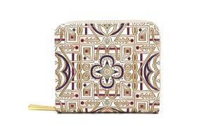 【文庫屋大関】二つ折りファスナーミニ財布 雅＜紫＞【皮革工芸品】財布 二つ折り 小物 お札 カード 小銭 コンパクト 牛革 手作り 日本製 墨田区 東京都