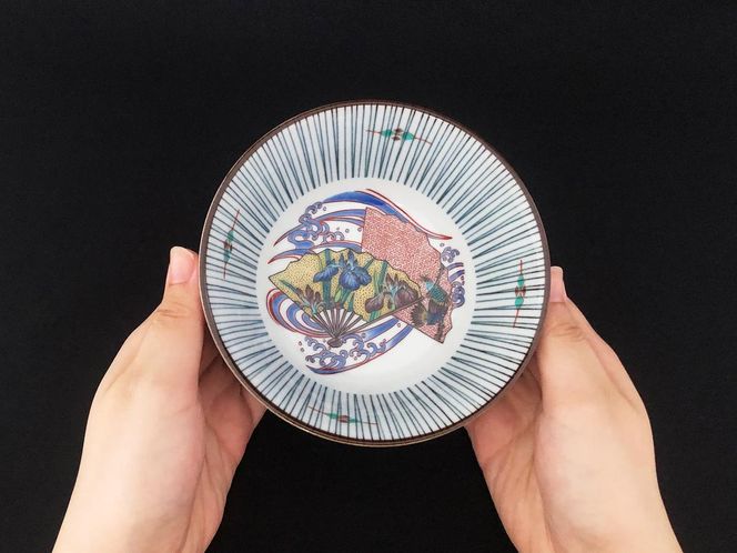 九谷焼　4.5号小鉢揃　扇絵変り （5枚セット）a01 食器 キッチン雑貨 キッチンアイテム 雑貨 小物 お皿 小皿 食卓 テーブルコーディネート 贈り物 普段使い 