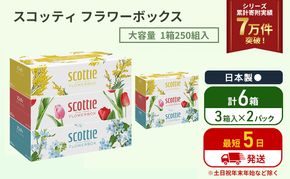 ティッシュ スコッティ フラワーボックス 6箱 ( 3箱 × 2パック )