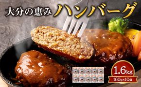 【A05067】大分の恵みハンバーグ約1.6㎏（約160g×10個）