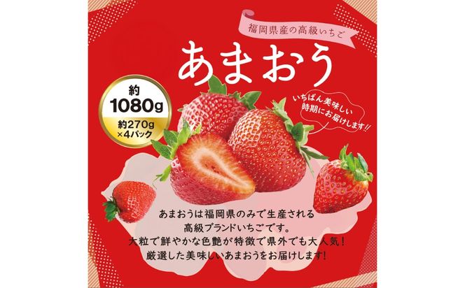 【全2回定期便】あまおう いちご 1080g（約270g×4パック）【2027年1月中旬より順次発送】《築上町》【株式会社HSP-テクノ】 いちご 苺 グランデ等級 果物 イチゴ[ABFG003]