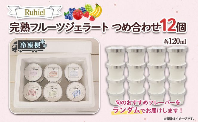 北海道 Ruhiel 完熟フルーツジェラート 120ml 12個セット アイス 詰め合わせフルーツ 果物 牛乳 自家製 スイーツ ジェラート パーティー お取り寄せ ギフト デザート ルヒエル 倶知安町 お菓子 
