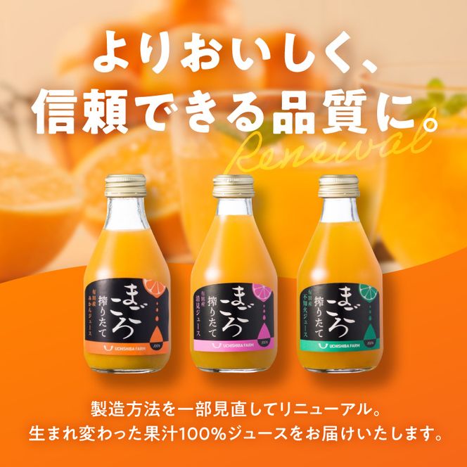 【まごころ搾りたて】100%ジュース《みかん・清見・不知火》180ml 各2本　計6本_ZE6438