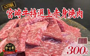 【新鮮チルド発送!!】A5等級宮崎牛特選上赤身焼肉 300g（黒毛和牛 牛肉 宮崎牛 赤身 焼肉用 宮崎県）